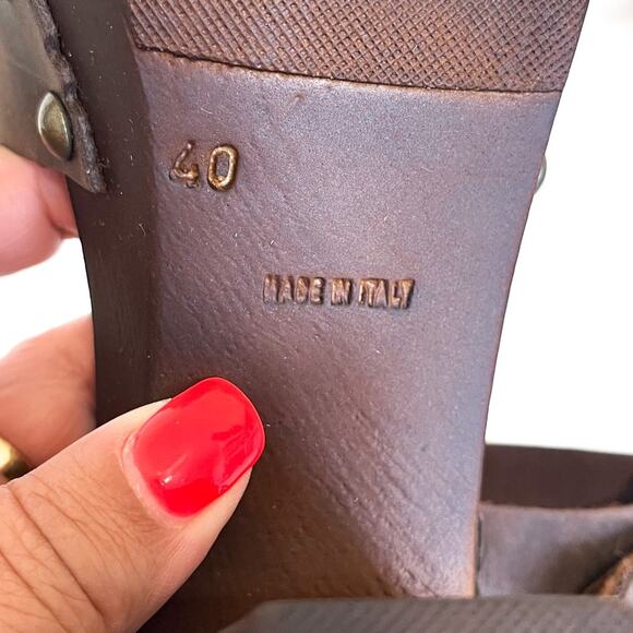 Avellini Boho Western Chunky Platform Women Sandals Size 40 US 9 Brown Studded - Picture 12 of 13